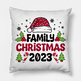 Family Christmas 2023 Red Plaid Family Matching Pajama Xmas Pillow