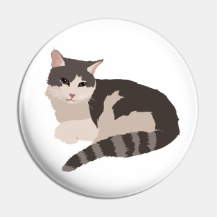 Gray and White Cat Pin