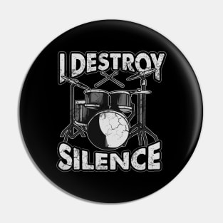 Drums Destroy Silence Drummer Pin