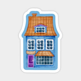 BLUE VILLAGE HOUSE WATERCOLOR Magnet