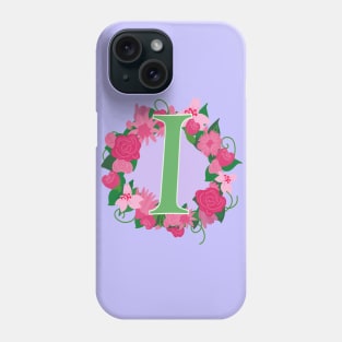 Monogram I, Personalized Floral InitiaI Phone Case
