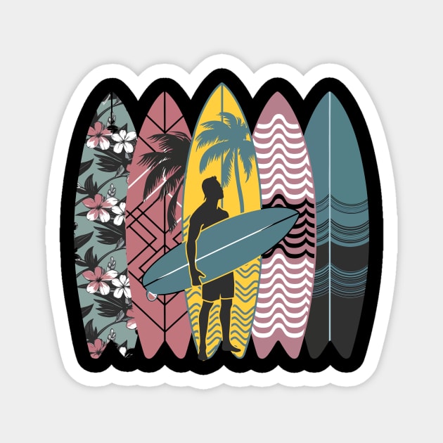 surfboarder Hawaii Wave Surfing Surfboard Lover Beach Surfer Magnet by ism's Store