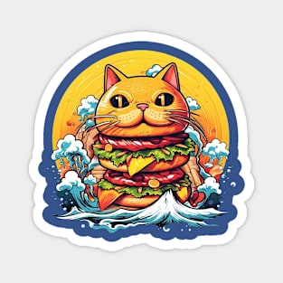 The Feline Tsunami Burger Magnet