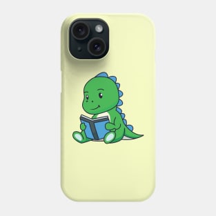 Cute Green Dinosaur Reading book - Dinosaur Lover Phone Case