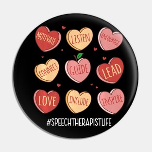 Retro Hearts Speech Therapist Life Funny Valentines Day Premium Pin