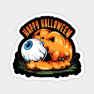 halloween pumpkin with cute eyeball its mouth artwork Magnet