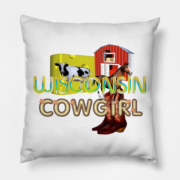 Wisconsin Cowgirl Pillow by teepossible