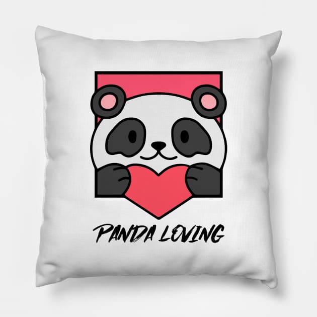 Cute Panda Romantic Valentines Love Heart Pillow by ToddHeal