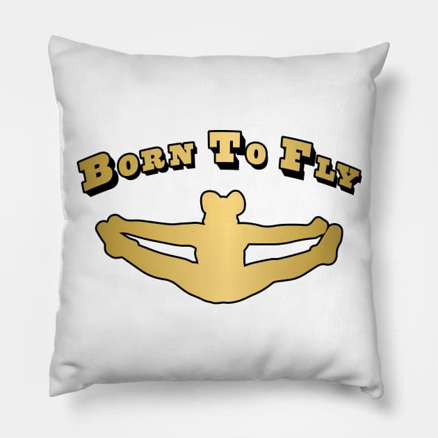 Cheerleader Born to Fly Silhouette in Gold Pillow by PurposelyDesigned