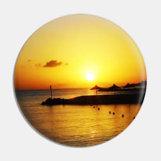 Beautiful orange sunset by the ocean photo Greece Pin
