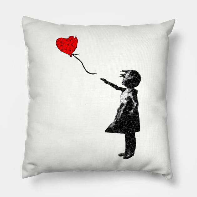 Low Poly Banksy Ballon Girl Pillow by TRIME