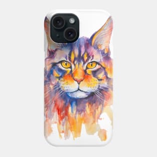 watercolor Maine Coon Cat Phone Case