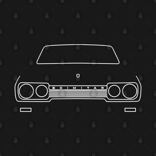 Reliant Scimitar classic car outline graphic (white) by soitwouldseem