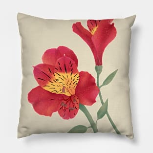 Vintage Lily Flower Pillow