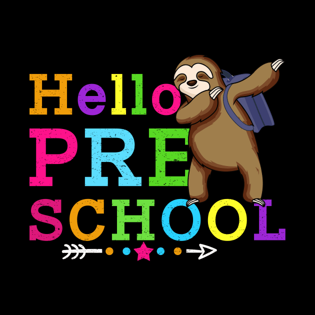 Sloth Hello Preschool Tshirt Teachers Kids Back to school Gifts by kateeleone97023