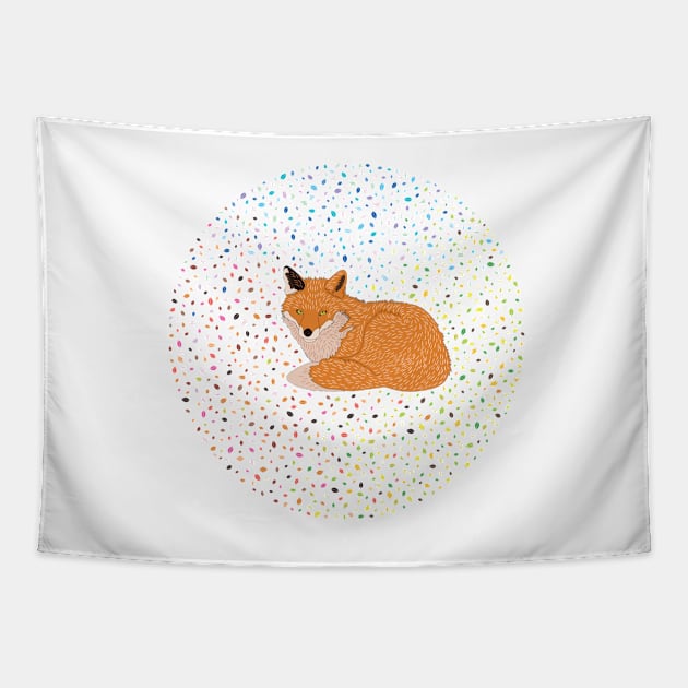 Fox Circle Tapestry by Ornaart