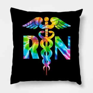 Lovely RN Registered Nurse Tie Dye Pillow