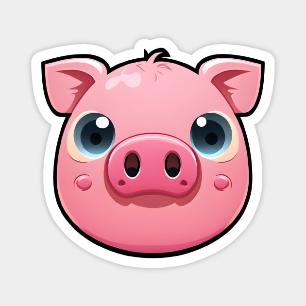 Cute Pink Pig Face Magnet by UniqueMe