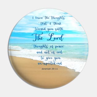 Jeremiah 29:11, Gods Plan of Peace and Hope -  Bible Verse Scripture with Beach Scene of sand waves and sky Pin