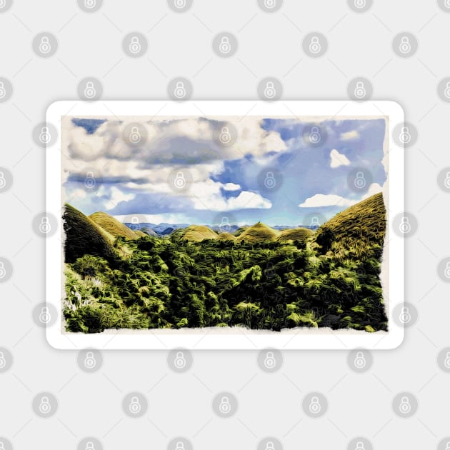 chocolate hills bohol / Maléa is looking for the Kobold - children's book WolfArt Magnet by RaphaelWolf