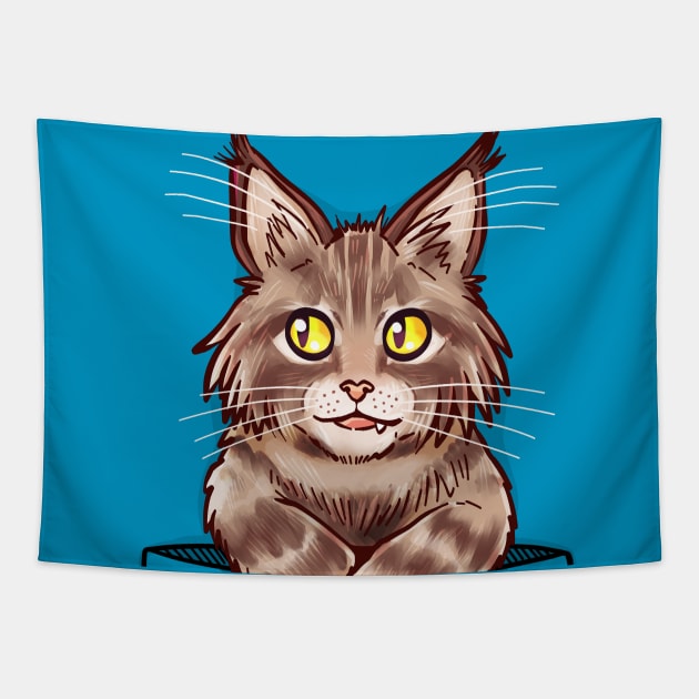 Pocket Cute Maine Coon Tapestry by TechraPockets