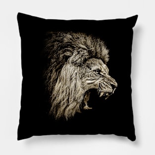 Courageous King: Lion's Fearless Spirit Embodied on Graphic Tee Pillow