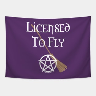 Licensed to Fly Wiccan Pagan Halloween Cheeky Witch Tapestry