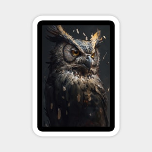 Owl Portrait Animal Nature Wildlife Dark Painting Wild Spirit Bird Magnet