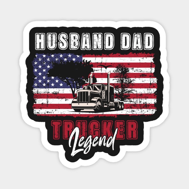 18 wheeler truck USA flag vintage, Husband Dad Trucker Legend Magnet by HomeCoquette