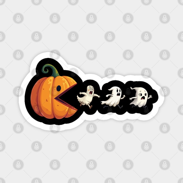 Funny Halloween Pac-Pumpkin Ghost Chaser Magnet by UrbanLifeApparel