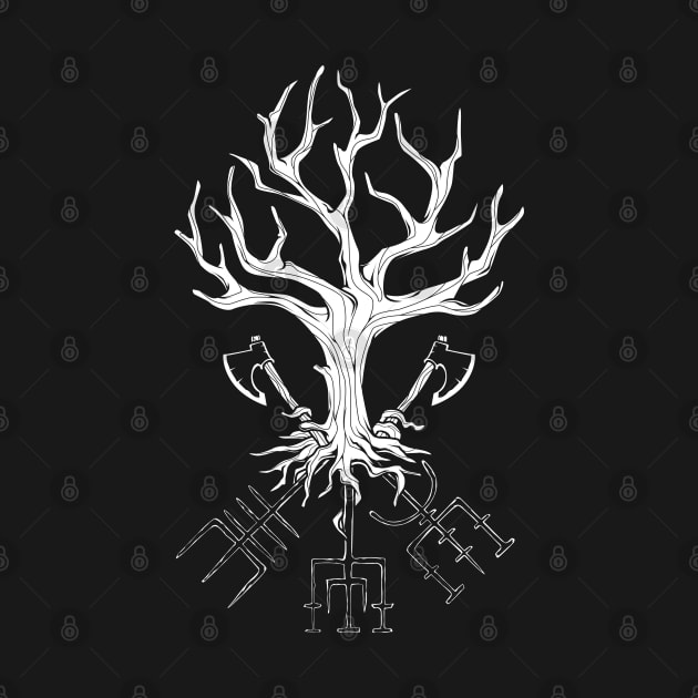 Axes and Vegvisir Runes - Yggdrasil by Modern Medieval Design