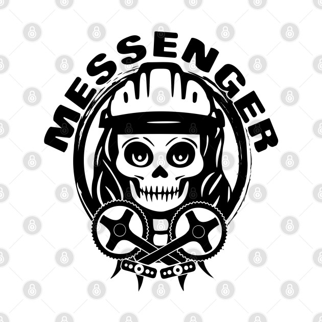 Bike Messenger Skull and Crossed Peddles Black Logo by Nuletto