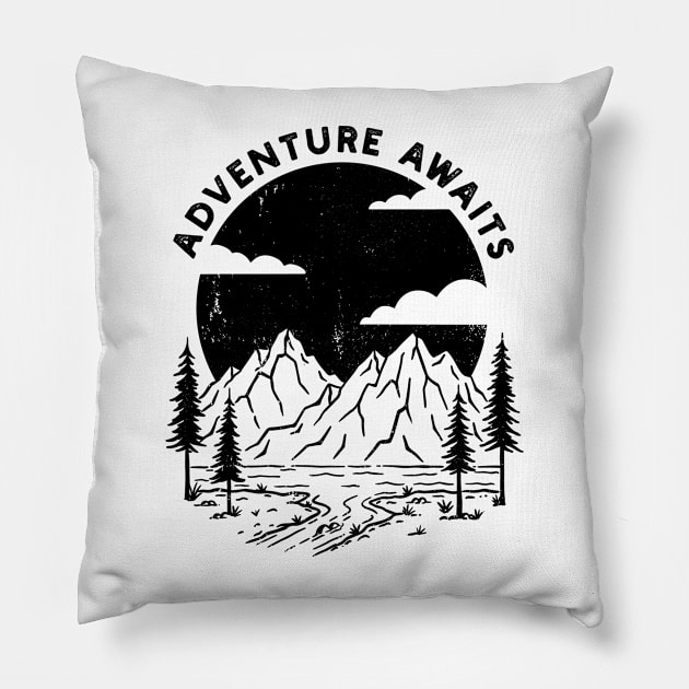 Adventure Awaits Pillow by SommersethArt