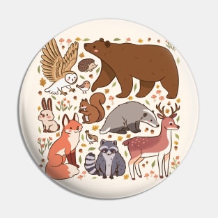 Cute woodland animals illustration Pin