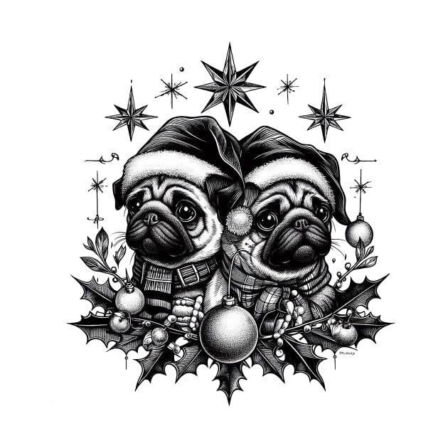 Christmas Pugs by Pickledjo