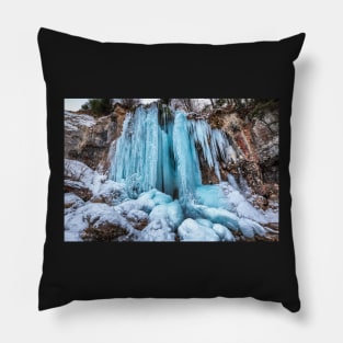 Frozen waterfall in the winter Pillow