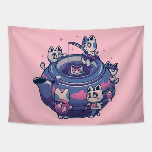 Plenty Cats in the Tea - Cute Fishing Kitty Gift Tapestry