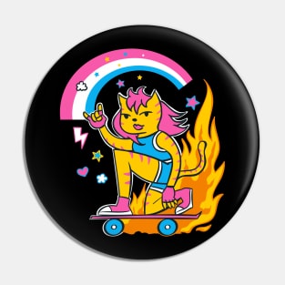 Very Cool Skater Cat Girl Pin