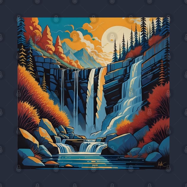 Beautiful paint of waterfall by Virshan