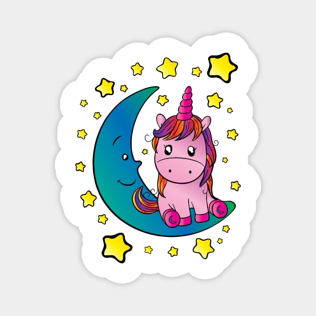 Unicorn & Moon Magnet by AmazingArtMandi