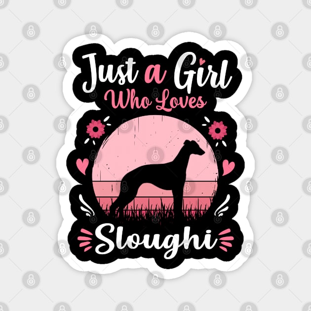 Just A Girl Who Loves Sloughi Pink Retro Vintage gift idea Magnet by Lyume