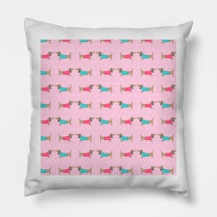 Cute dog lovers with dots in pink background Pillow