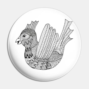 Chicken black graphic art work Pin