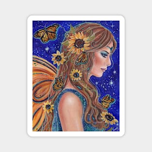 Sunflower fairy by Renee Lavoie Magnet