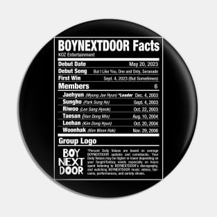 BOYNEXTDOOR Nutritional Facts Pin