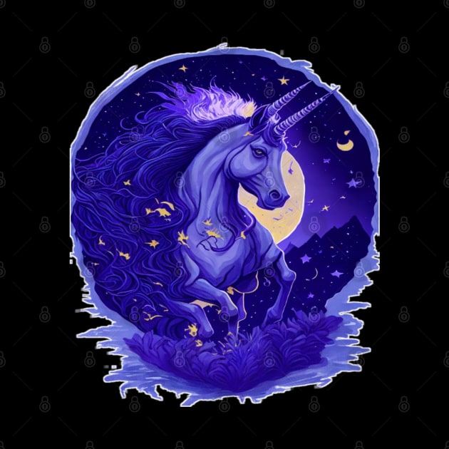 mystical blue unicorn art by sukhendu.12