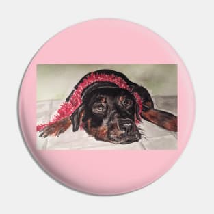 Schatzie the Rottie Watercolor Pin