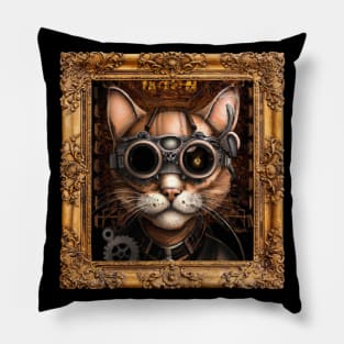 Steampunk Cat Self Portrait Pillow