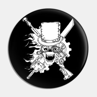 Steampunk Skull and Weapons Pin