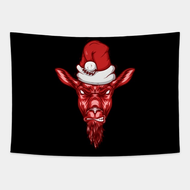 red evil  goat santa Tapestry by coolouss